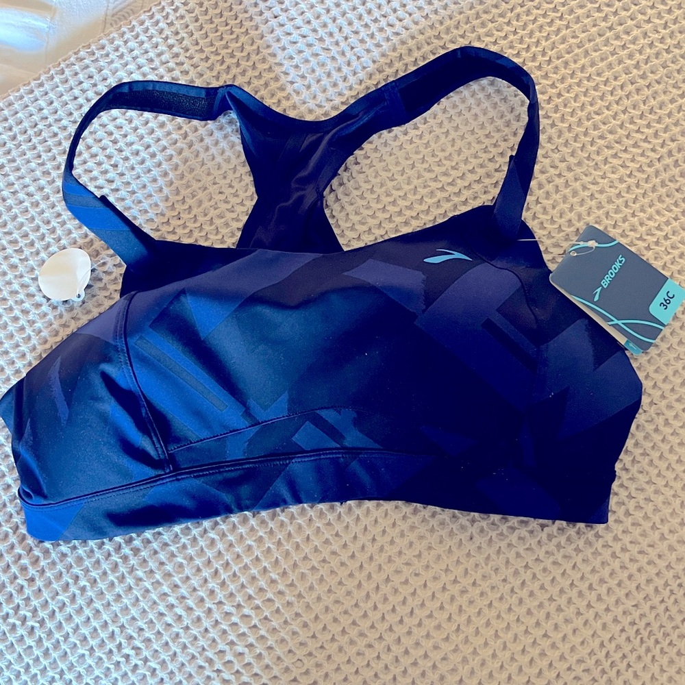Brooks Juno Running Sports Bra in Navy Eclipse, Size 36C